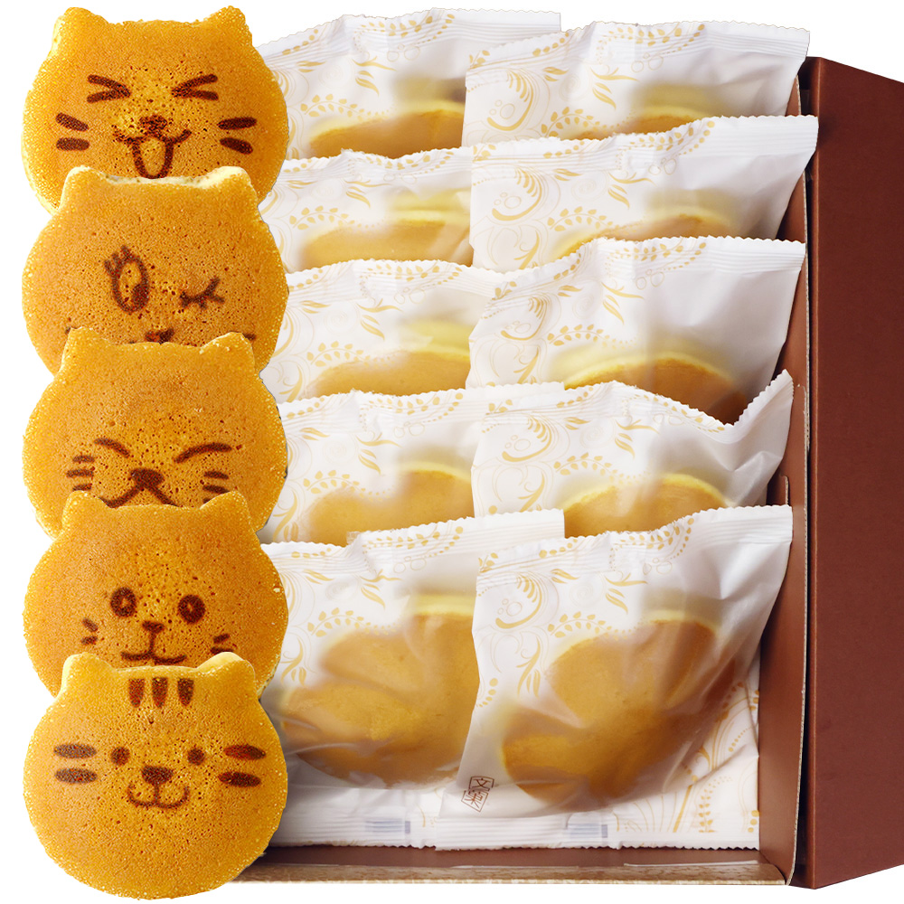 猫さんどら焼き「ネコどら」10個入り 小豆餡 ギフト仕様 ネコのお菓子 短納期
