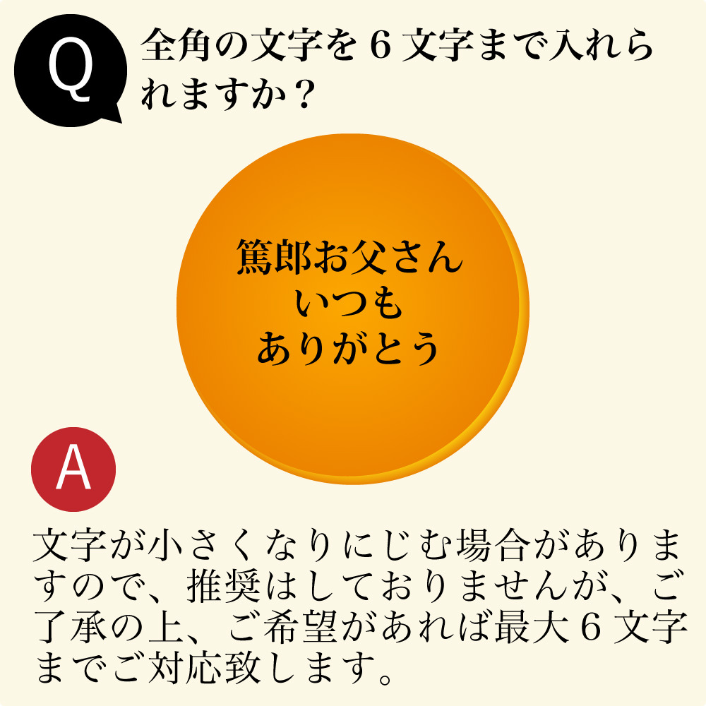 Q.全角の文字を6文字まで入れられますか？