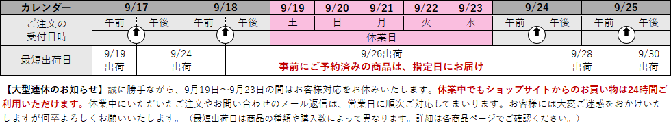 連休のお知らせ