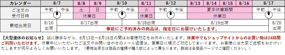 連休のお知らせ