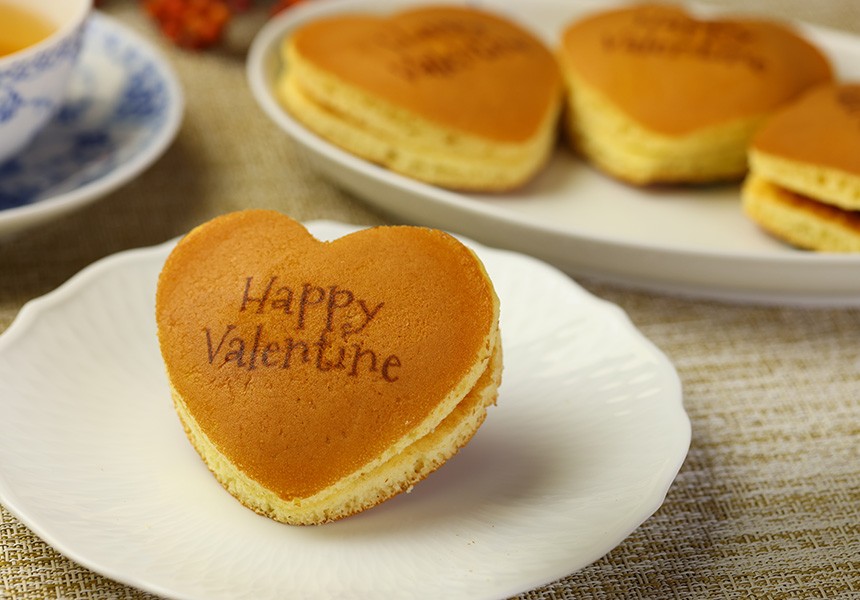 【バレンタイン】ハートどら焼き Happy Valentine チョコレート風味餡 (3個入り) 短納期